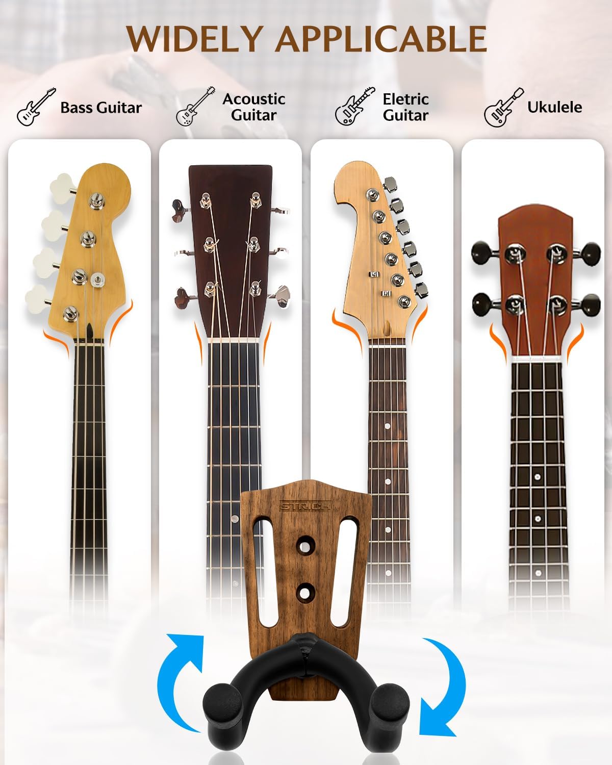 Strich Black Walnut Guitar Wall Mount ST055