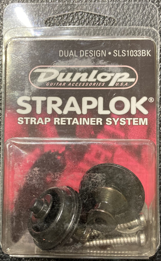 Dunlop Straplok Dual Design Black Locking Strap Button Pair SLS1033BK