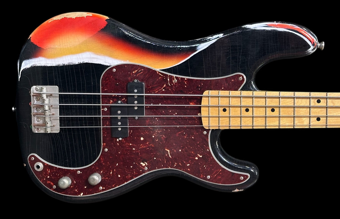 RetroVibe® Decision Bass Black over Sunburst MapleNeck