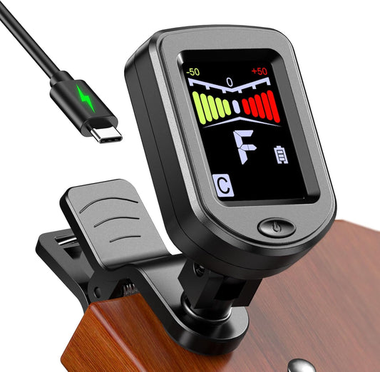 New Bee GT20 Clip-On Rechargeable Chromatic Tuner for Guitar, Bass, Ukulele, Violin